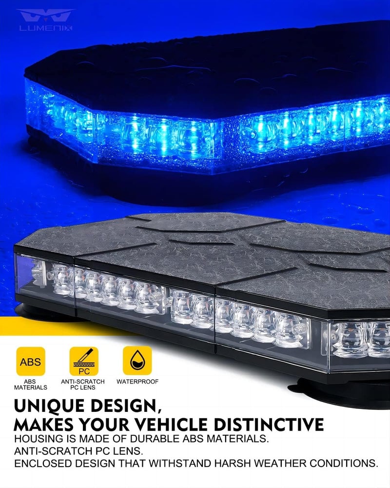LUMENIX أضواء سطوع السقف LED مع وحدة تحكم مغناطيسية لتحذير المرور الطارئ - أزرق (تصميم براءة اختراع) - Image 2